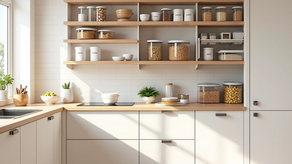 Cozinha com despensa maximizada e armários organizados